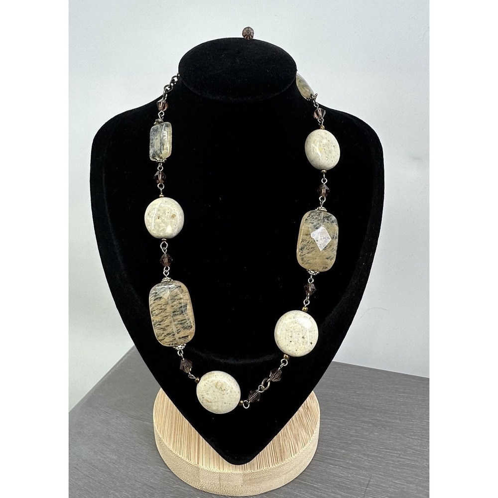 Premiere Designs Adjustable Antique Gold‎ Chain W/Bead & Stone 19" Necklace